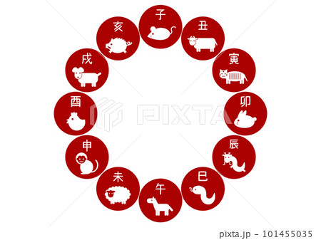 日本の12支イラスト フレーム付き 日本の12支イラスト フレーム付き 日本の
