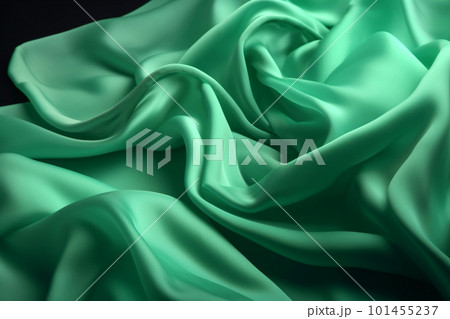 Smooth and Soft Green Satin Silk Background. Generative AI 101455237