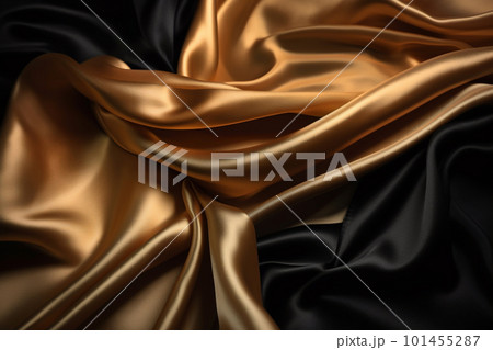 Smooth and Soft gold and black Satin Silk Background. Generative AI Smooth and Soft gold and black Satin Silk Background. Generative AI 101455287