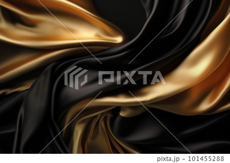 Smooth and Soft gold and black Satin Silk Background. Generative AI 101455288