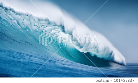Powerful Ocean Wave Crashing Against Shoreline. Generative AI 101455337