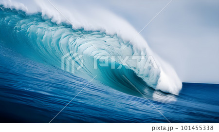 Powerful Ocean Wave Crashing Against Shoreline. Generative AI 101455338