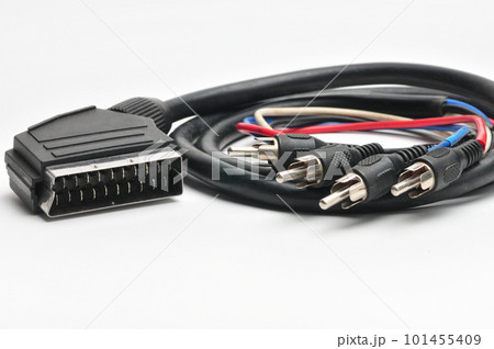 SCART RGB - 3 x RCA cable on a white background 101455409