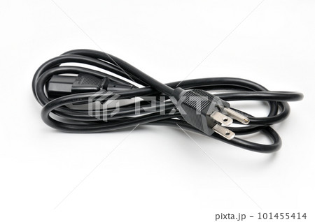 AC power plug American standard and cable on a white background AC power plug American standard and cable on a white background 101455414