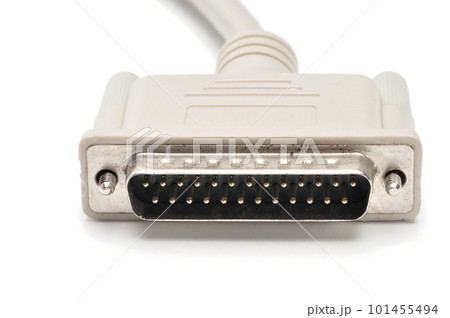 LPT parallel port cable and plug on white background LPT parallel port cable and plug on white background 101455494
