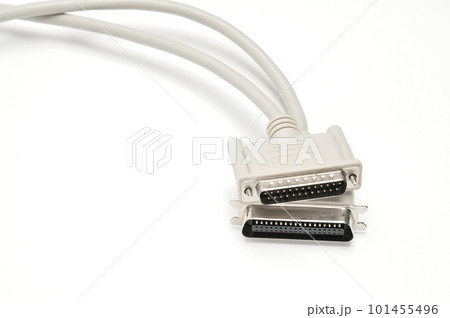 LPT parallel port cable and plug on white background 101455496