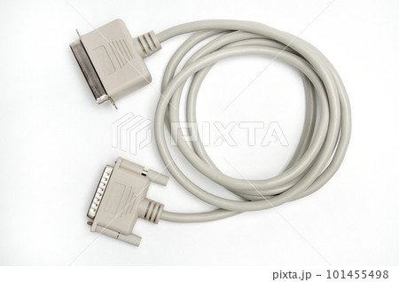 LPT parallel port cable and plug on white background 101455498