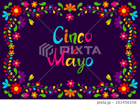 Cinco de Mayo floral embroidery. Mexican traditional ornament of flowers and leaves. Cinco de Mayo floral embroidery. Mexican traditional ornament of flowers and leaves. 101456356