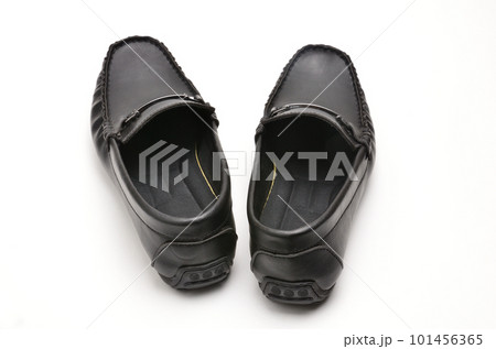 Men's leather moccasins on a white background 101456365