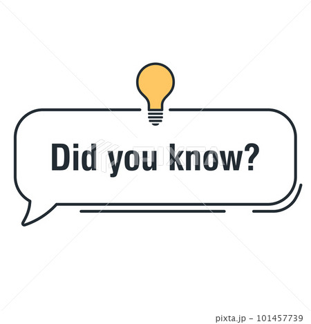 Did you know banner design. Design template with message speech bubble and with light bulb. Vector illustration 101457739