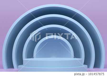 Pastel blue cylinder podium with steps on violet background 101457875