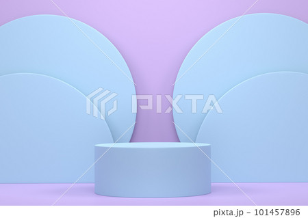 Pastel blue cylinder podium with steps on violet background 101457896