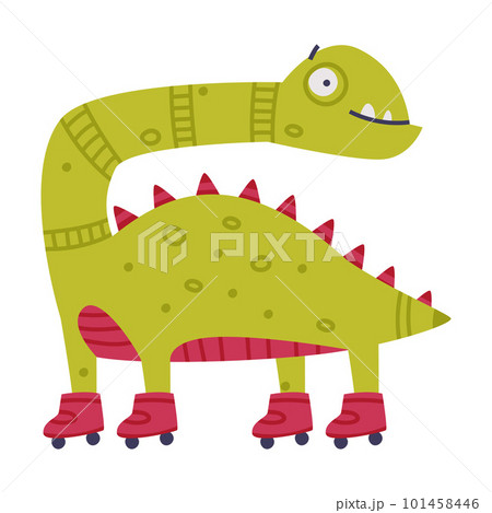 Funny Green Dinosaur Monster on Roller Skates Vector Illustration Funny Green Dinosaur Monster on Roller Skates Vector Illustration 101458446