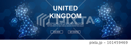 United Kingdom polygonal promotion banner. Horizontal low poly poster illustration. Great Britain template illustration concept. 101459469