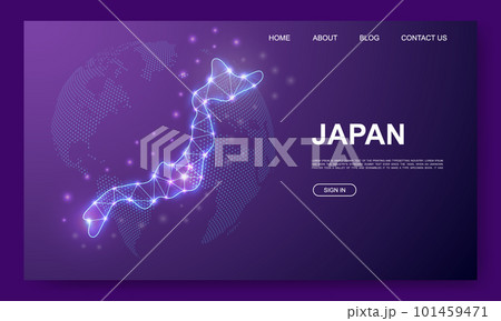 Japan 3d low poly website template. Japan map design illustration concept. Polygonal Country map symbol for website design Japan 3d low poly website template. Japan map design illustration concept. Polygonal Country map symbol for website design 101459471