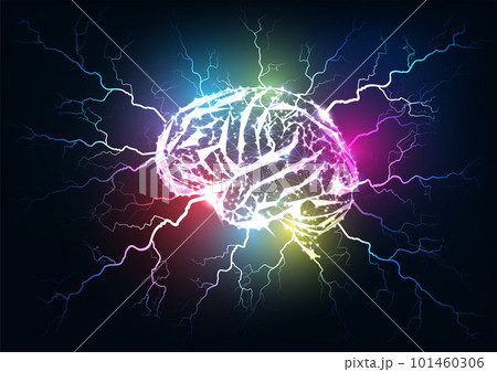 Concept of neuroplasticity, brain learning ability development in futuristic glowing style  101460306
