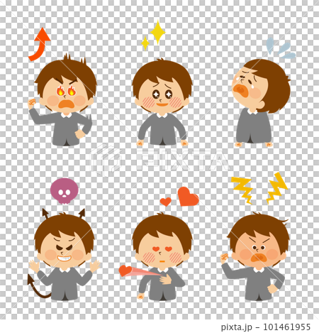 コミカルないろいろな表情　男の子のイラスト　セット素材 101461955