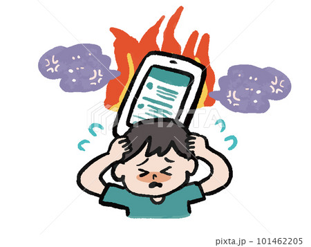 炎上を怖がる男性のイラスト 101462205