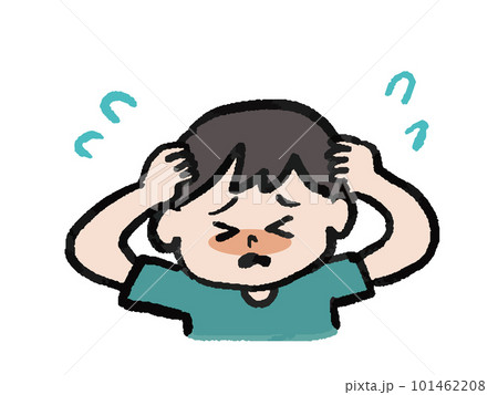 頭を抱える男の子のイラスト 頭を抱える男の子のイラスト 101462208