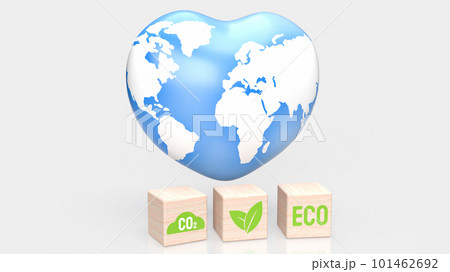 The earth  map on heart for eco concept 3d rendering 101462692