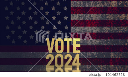Text vote 2024 on united stage of America  flag  3d rendering 101462728