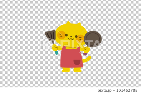 フライパンとフライ返しを持ったネコのイラスト 101462788