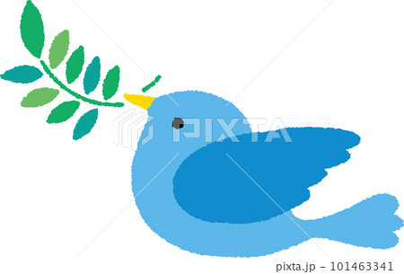 葉っぱをくわえる青い鳥のイラスト素材 [101463341] - PIXTA