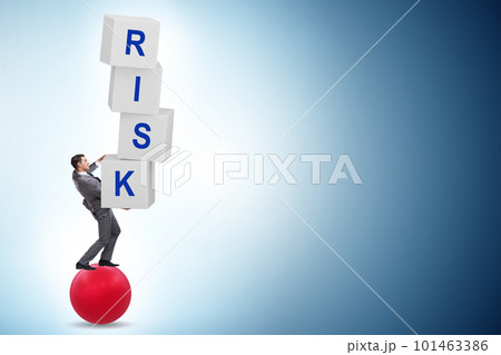 Risk management concept with balancing businessman 101463386
