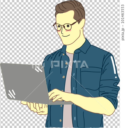 man businessman with laptop standing 101463553