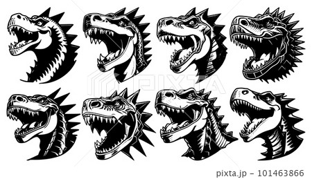 Set of tattoos or logos in the form of dinosaur heads Set of tattoos or logos in the form of dinosaur heads 101463866