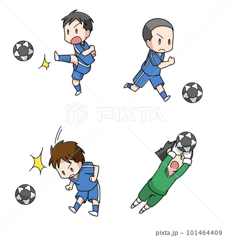 サッカーをする男性のイラスト4パターン 101464409