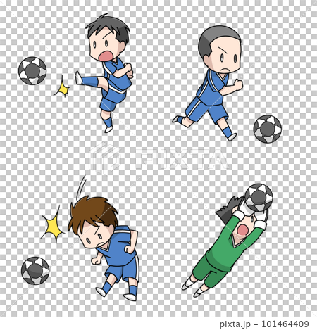 サッカーをする男性のイラスト4パターン 101464409