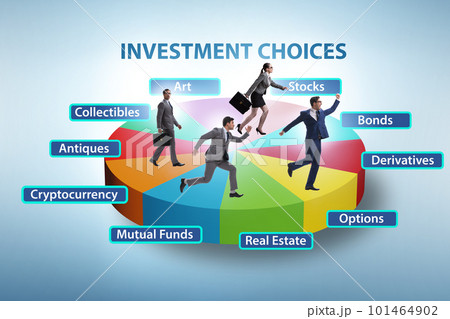 Concept of various financial investment options 101464902