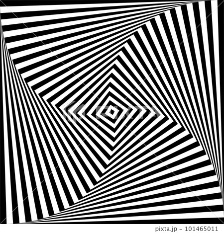 Optical illusion background. Black and white abstract geometric surface. Op art poster design. Torsion illusion wallpaper. Vector illustration Optical illusion background. Black and white abstract geometric surface. Op art poster design. Torsion illusion wallpaper. Vector illustration 101465011