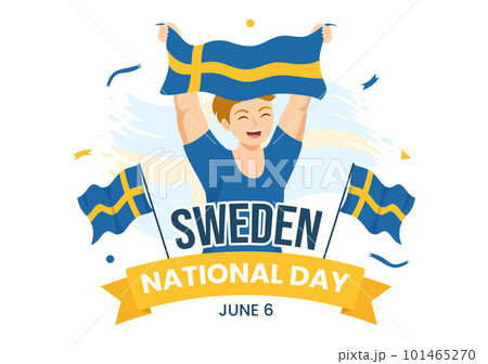 Sweden National Day Vector Illustration on 6 June Celebration with Swedish Flag in Flat Cartoon Hand Drawn for Web Banner or Landing Page Templates 101465270