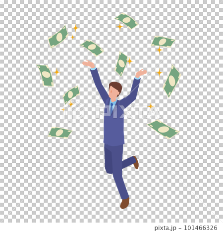 Dancing banknotes and a man who rejoices Dancing banknotes and a man who rejoices 101466326
