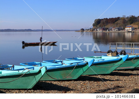 ロマンチック茨城（ラムサール条約に登録された自然。共存する人々と豊かな時間が息ずく。）涸沼・シジミ漁 101466381
