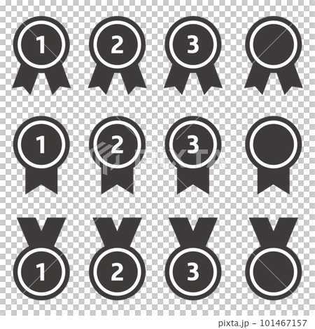 Ranked simple medal icons, ranking materials, silhouettes Ranked simple medal icons, ranking materials, silhouettes 101467157