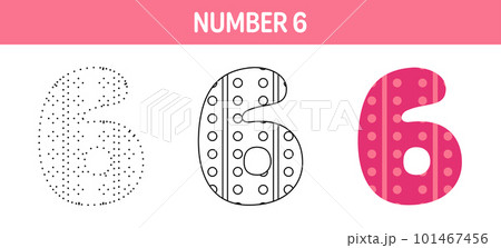 Number 6 tracing and coloring worksheet for kids Number 6 tracing and coloring worksheet for kids 101467456