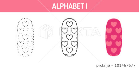 Alphabet I tracing and coloring worksheet for kids 101467677
