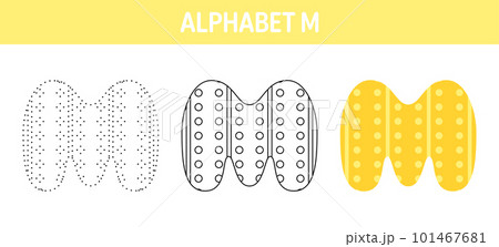 Alphabet M tracing and coloring worksheet for kids Alphabet M tracing and coloring worksheet for kids 101467681
