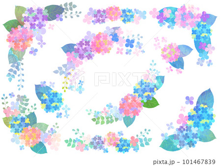 水彩風コサージュあじさいのフレームセット 101467839