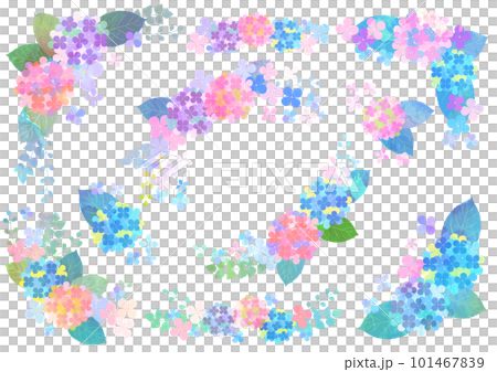 水彩風コサージュあじさいのフレームセット 101467839