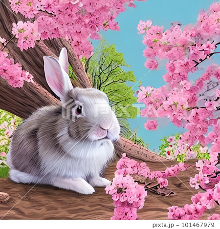 春の出会いうさぎと桜のイラスト素材 [101467979] - PIXTA