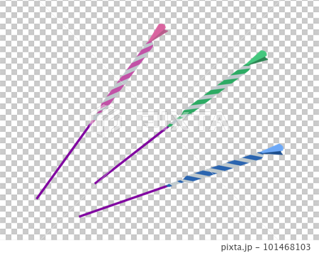 Illustration set of colorful and simple three-color pampas grass fireworks 101468103