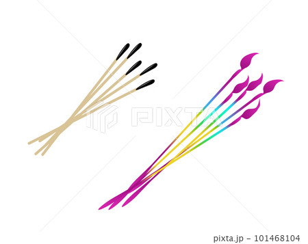 それぞれ重なるシンプルな長手牡丹(関東型線香花火)とスボ手牡丹(関西型線香花火)のイラストセット それぞれ重なるシンプルな長手牡丹(関東型線香花火)とスボ手牡丹(関西型線香花火)のイラストセット 101468104