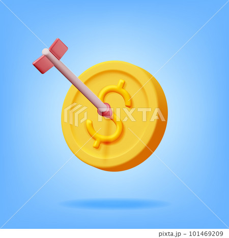 3D Arrow in Coin Target Isolated 3D Arrow in Coin Target Isolated 101469209