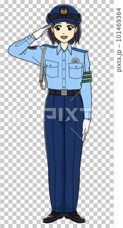夏裝敬禮女警（全身，微笑） 101469364