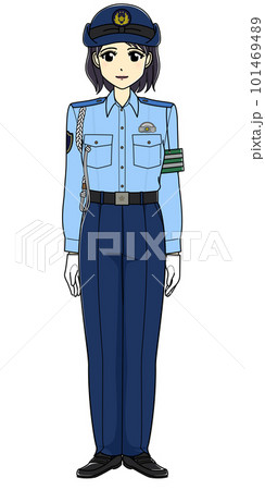 微笑んでいる夏服の女性警察官（全身） 101469489