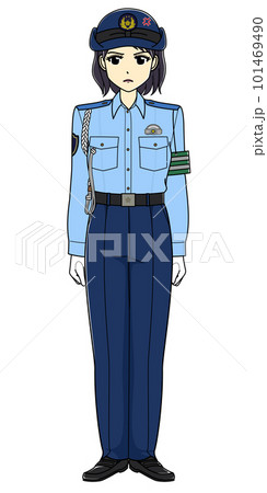 怒りの表情の夏服の女性警察官(全身) 怒りの表情の夏服の女性警察官(全身) 101469490